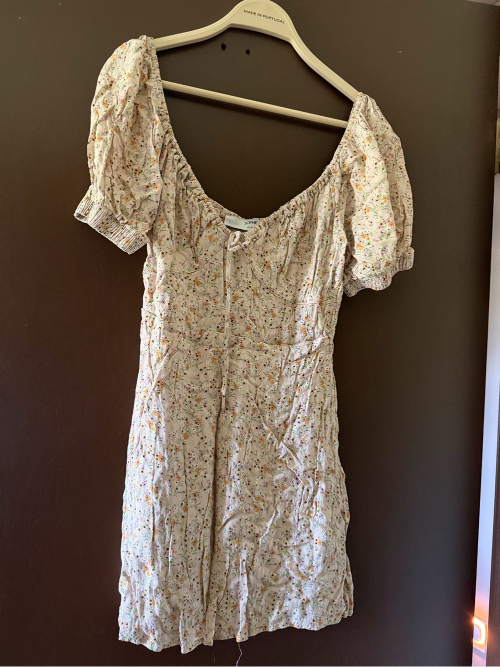 Sophie Rue Cream Mini Dress with Multicolor Floral Print